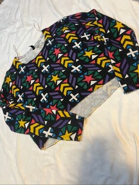 H&M Black Multicolor Star & Chevron Crewneck Sweater